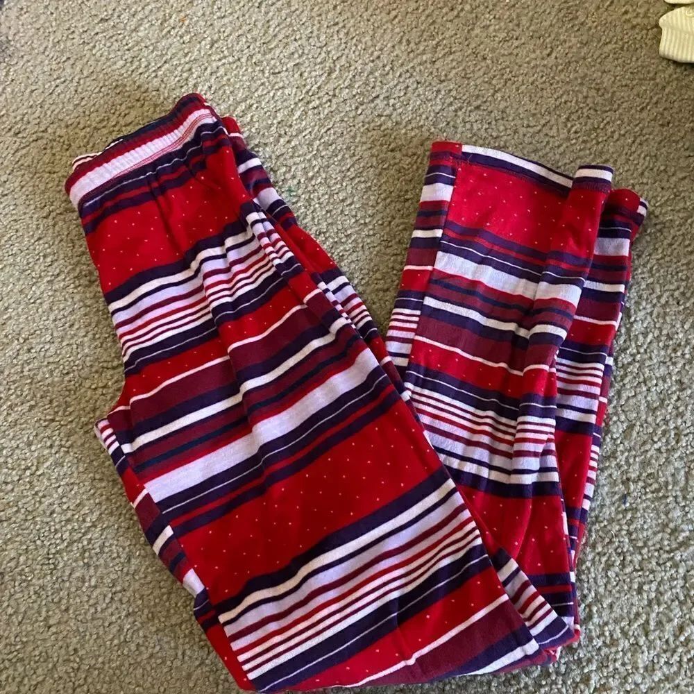 Womens Red and Pink Fleece Pajama Pants